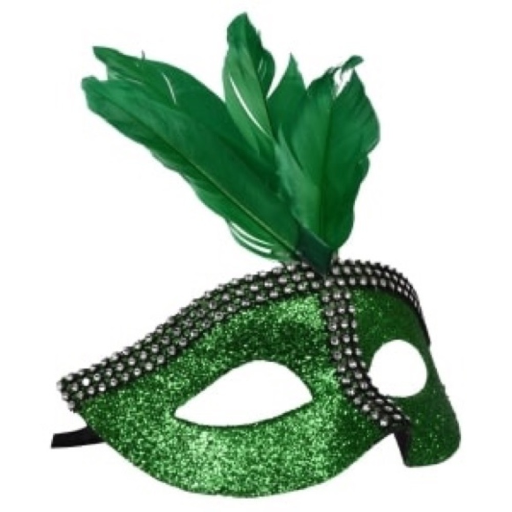 GREEN MARDI GRAS MASKS NWT - Picture 1 of 4